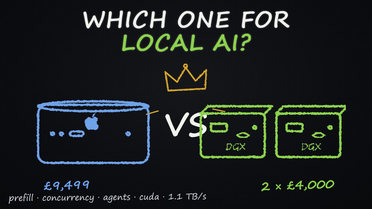 The video: 2x DGX Spark vs Apple M5 Mac Studio Ultra: What the Benchmarks Miss